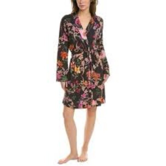 Johnny Was Gorgeous Black Floral Sleep Robe - Picture 2 of 4
